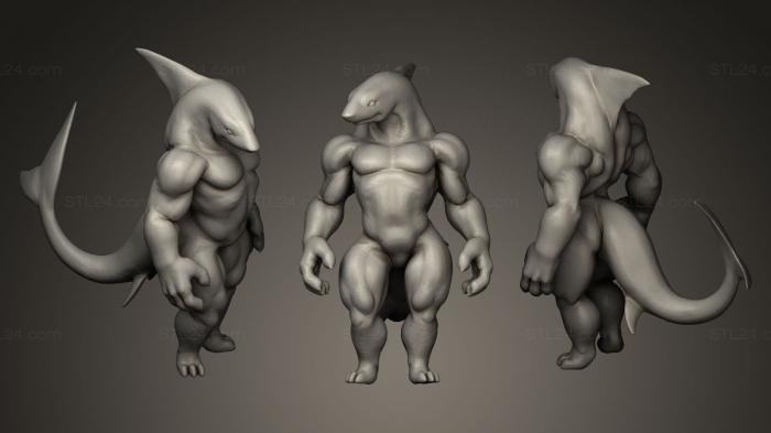 Статуэтки герои, монстры и демоны (Отбивающая акула, STKM_0333) 3D модель для ЧПУ станка